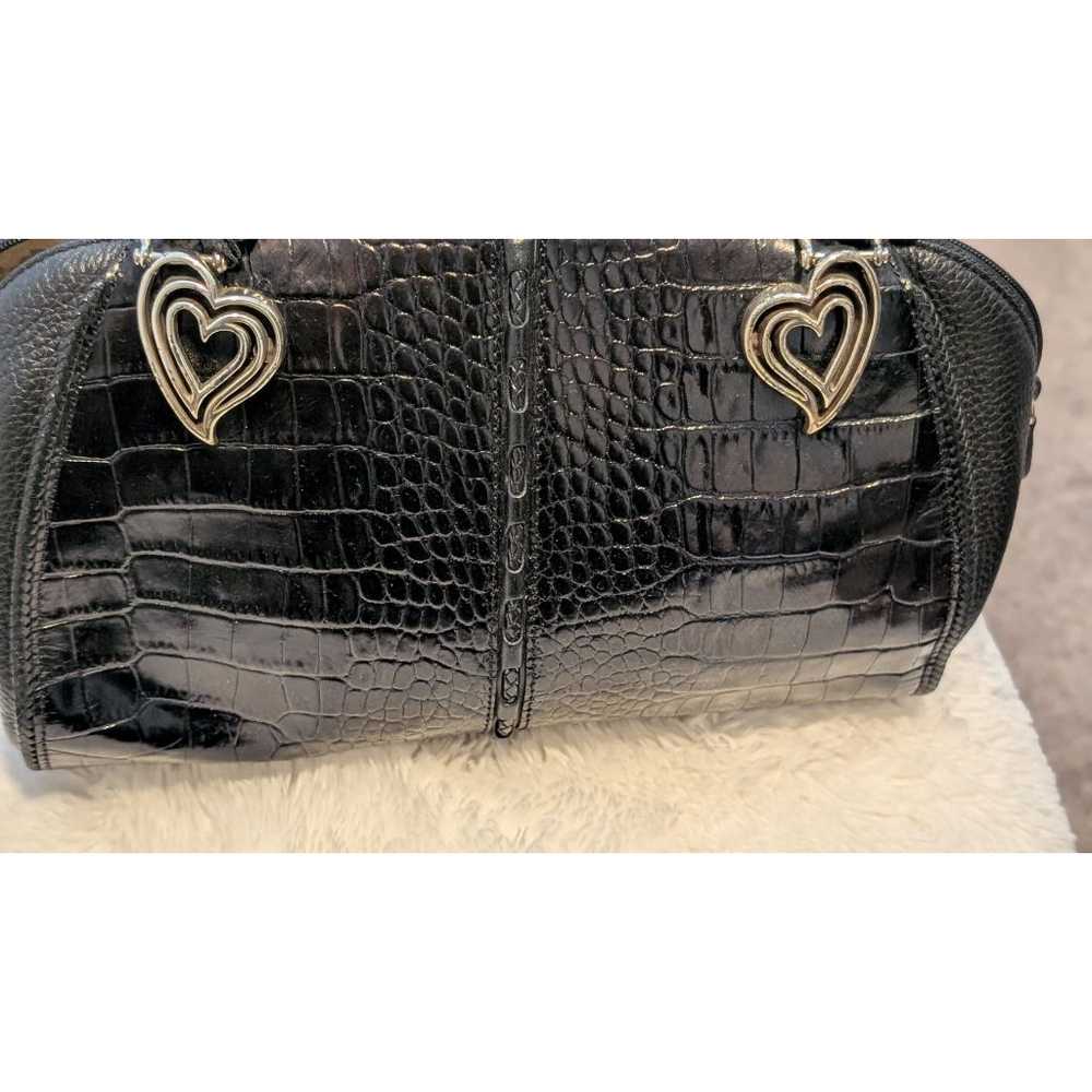 Women's Brighton Black Croc Embossed Satchel One Size - Picture 3 of 14